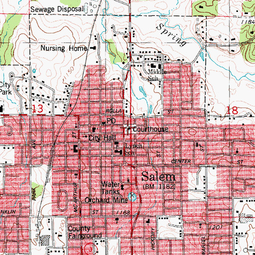 Topographic Map of Dent County Sheriff's Office, MO