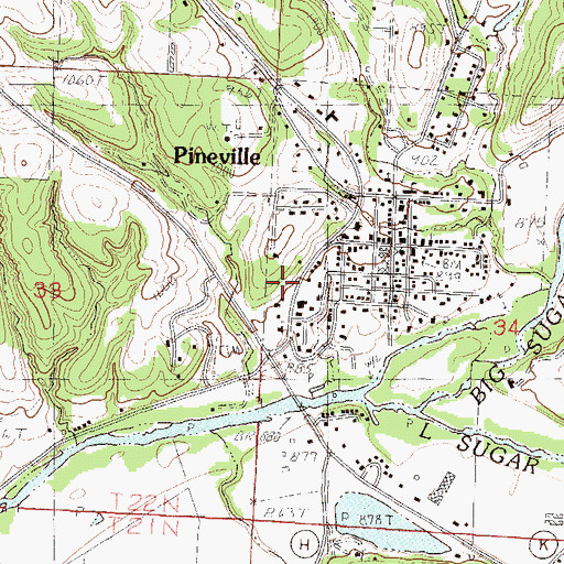 Topographic Map of Pineville Marshal's Office, MO