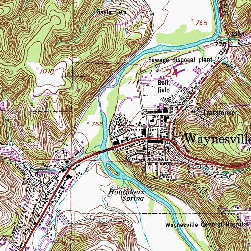 Topographic Map of Waynesville Police Department, MO