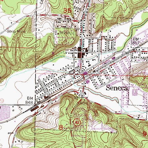 Topographic Map of Seneca Police Department, MO