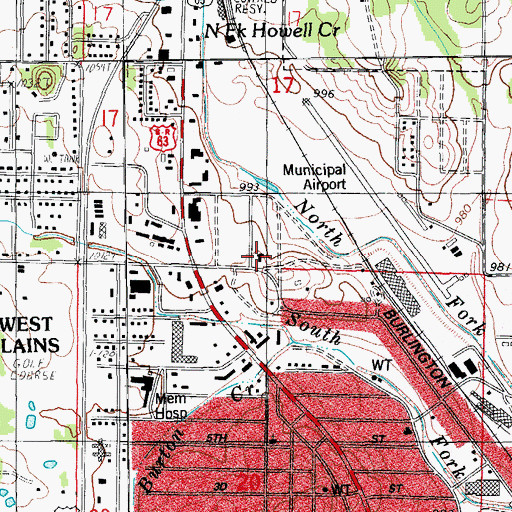 Topographic Map of Howell County Sheriff's Office, MO