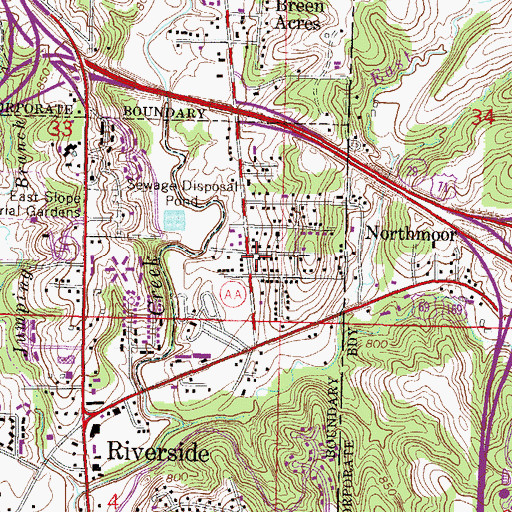 Topographic Map of Northmoor Police Department, MO