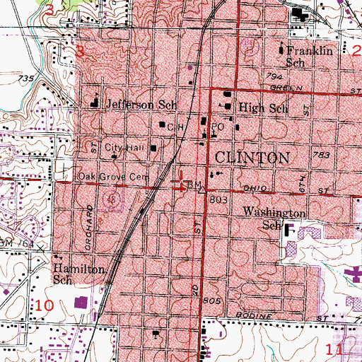 Topographic Map of Clinton Police Department, MO