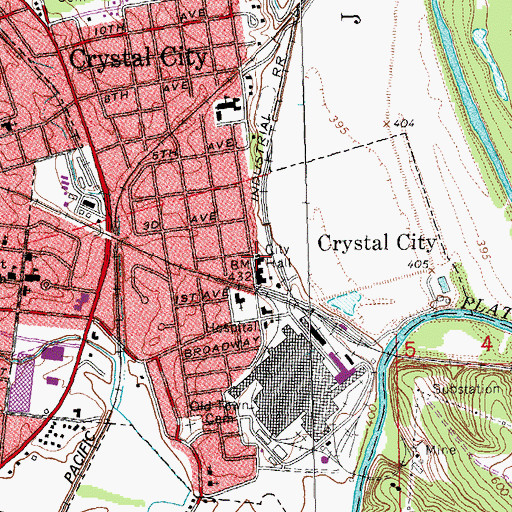 Topographic Map of Crystal City Police Department, MO