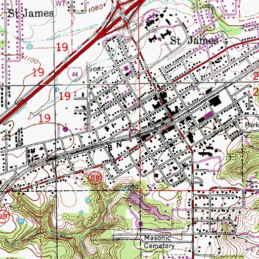 Topographic Map of Saint James City Police Department, MO