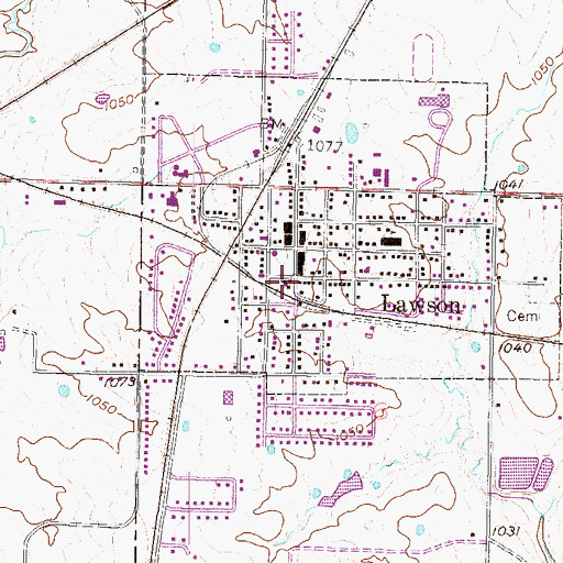 Topographic Map of Lawson Police Department, MO