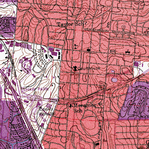 Topographic Map of Saint Louis County Sheriff's Office, MO
