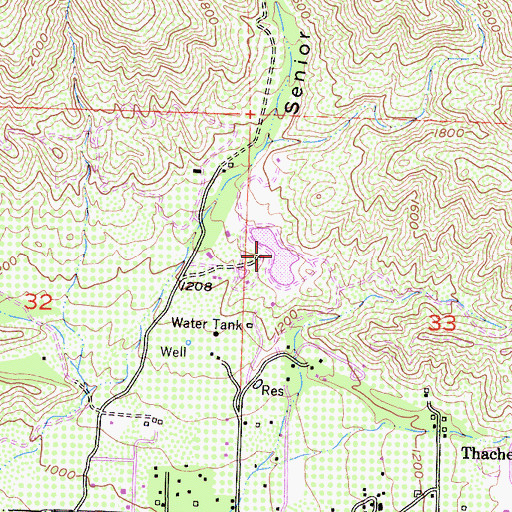 Topographic Map of Senior Canyon Reservoir, CA