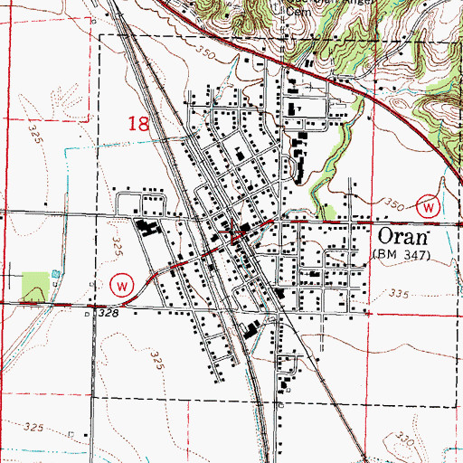 Topographic Map of Oran Police Department, MO