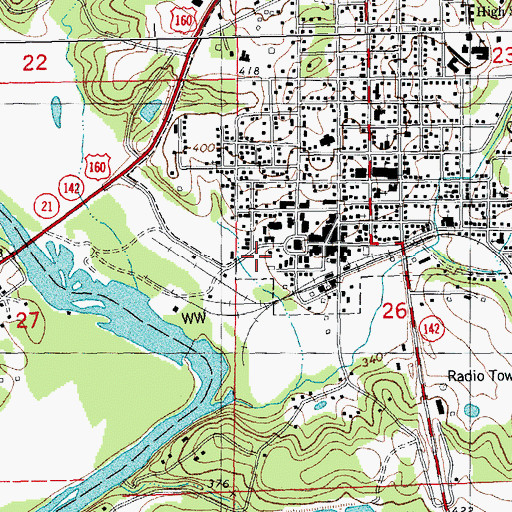 Topographic Map of Doniphan Police Department, MO
