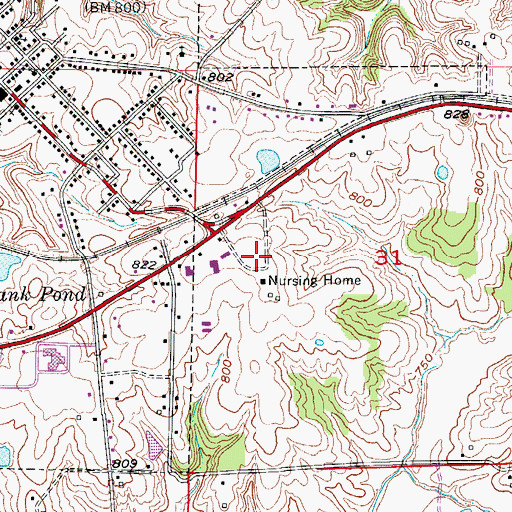 Topographic Map of Randolph County Jail, MO