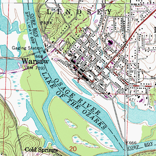Topographic Map of Warsaw Police Department, MO