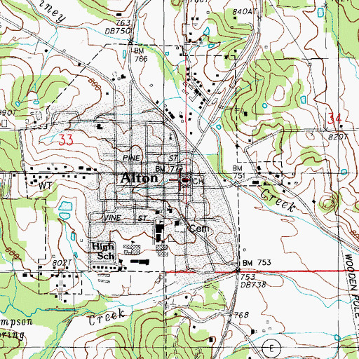 Topographic Map of Oregon County Sheriff's Office, MO
