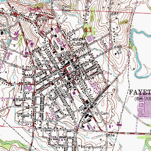 Topographic Map of Fayette Police Department, MO