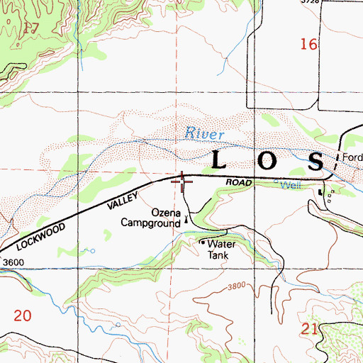 Topographic Map of Ozena Recreation Site, CA