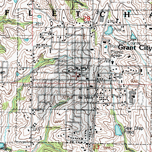 Topographic Map of Worth County Sheriff's Office, MO