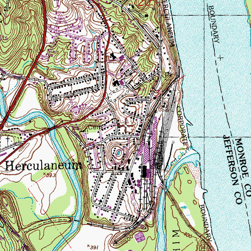 Topographic Map of Herculaneum Police Department, MO