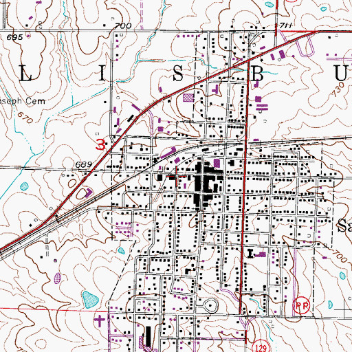 Topographic Map of Salisbury Police Department, MO