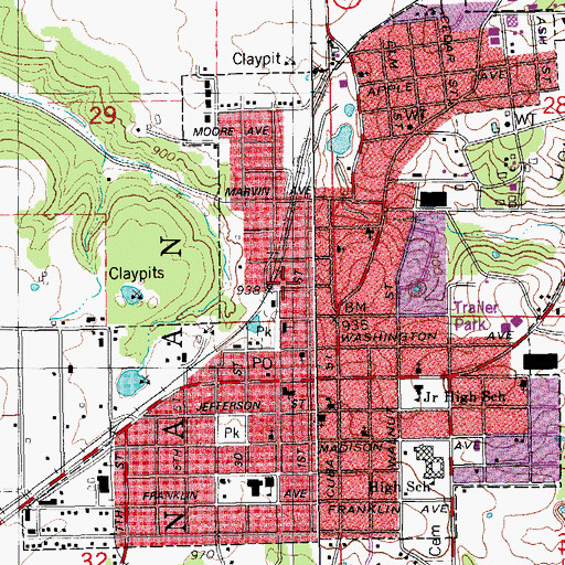 Topographic Map of Owensville City Police Department, MO