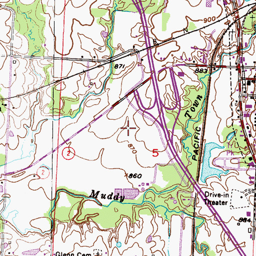 Topographic Map of Cass County Sheriff's Office, MO
