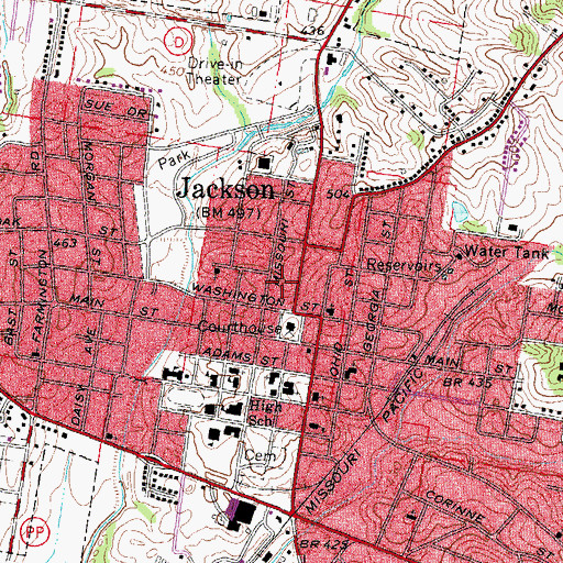 Topographic Map of Cape Girardeau County Sheriff's Office, MO