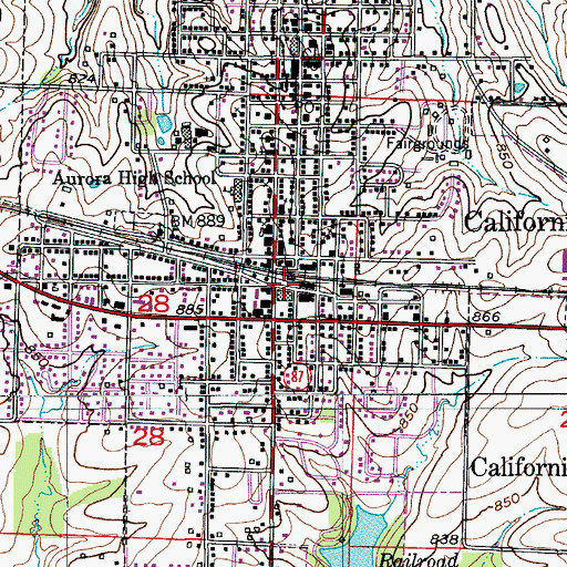 Topographic Map of California Police Department, MO
