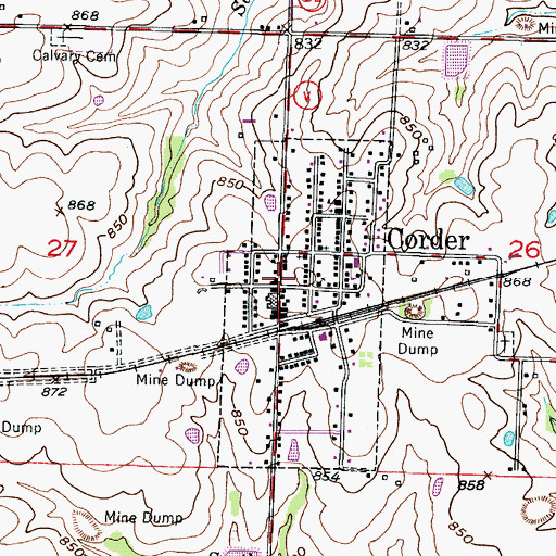 Topographic Map of Corder Police Department, MO
