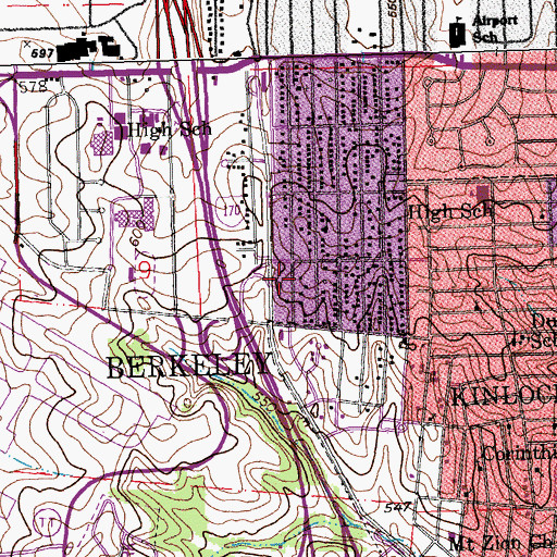 Topographic Map of Berkeley Police Department, MO