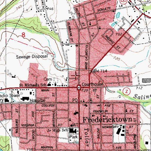 Topographic Map of Madison County Sheriff's Office, MO