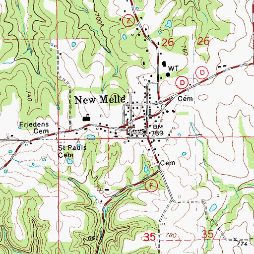 Topographic Map of New Melle Police Department, MO