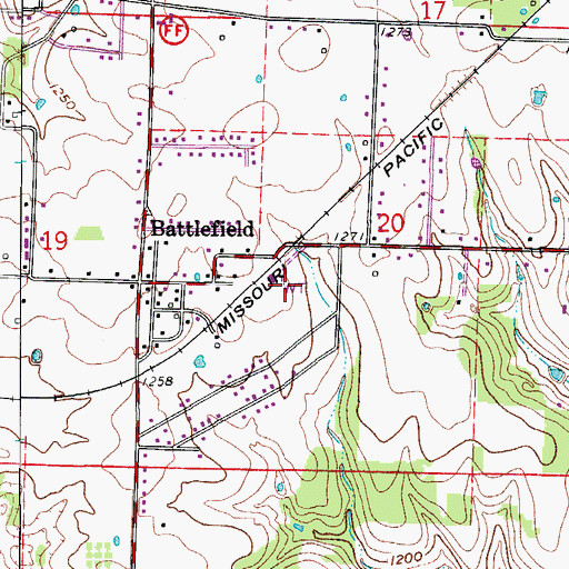 Topographic Map of Battlefield Police Department, MO