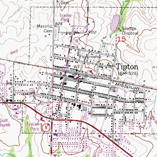 Topographic Map of Tipton Police Department, MO
