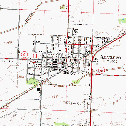 Topographic Map of Advance Police Department, MO