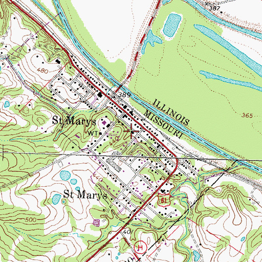 Topographic Map of Saint Mary Police Department, MO