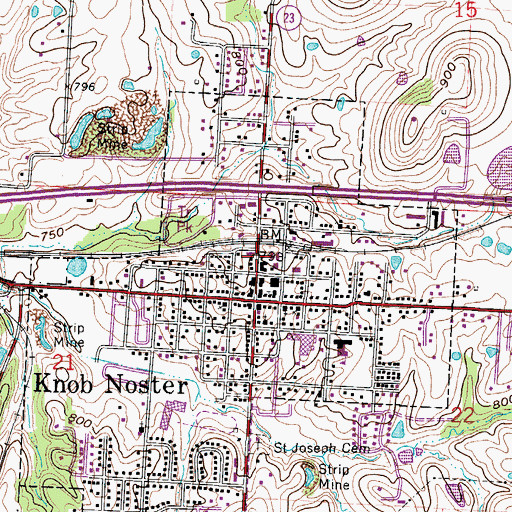 Topographic Map of Knob Noster Police Department, MO