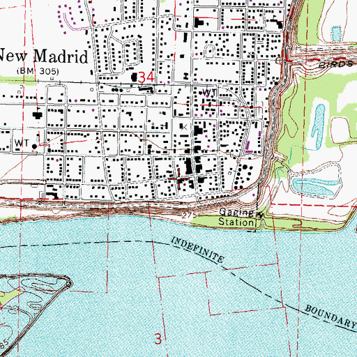 Topographic Map of New Madrid Police Department, MO