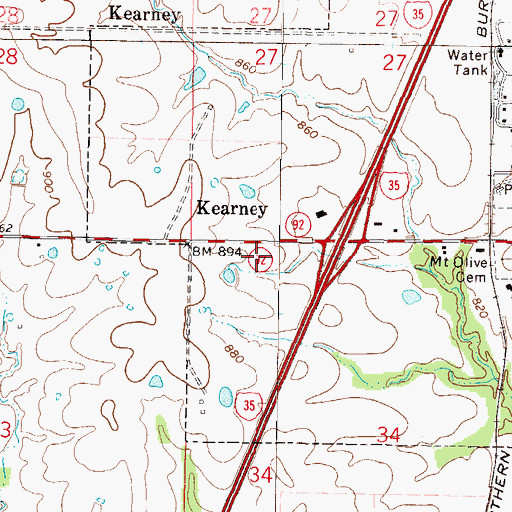 Topographic Map of Kearney Police Department, MO