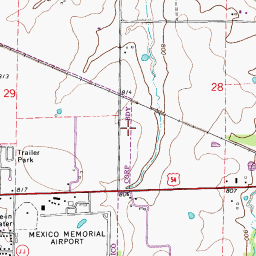 Topographic Map of Audrain County Sheriff's Office, MO