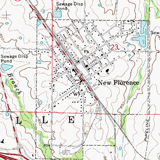Topographic Map of New Florence Police Department, MO
