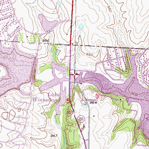 Topographic Map of Lake Winnebago Police Department, MO