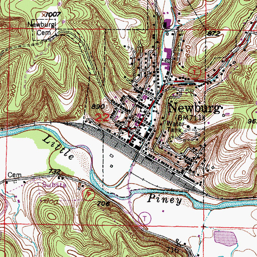 Topographic Map of Newburg Police Dept, MO