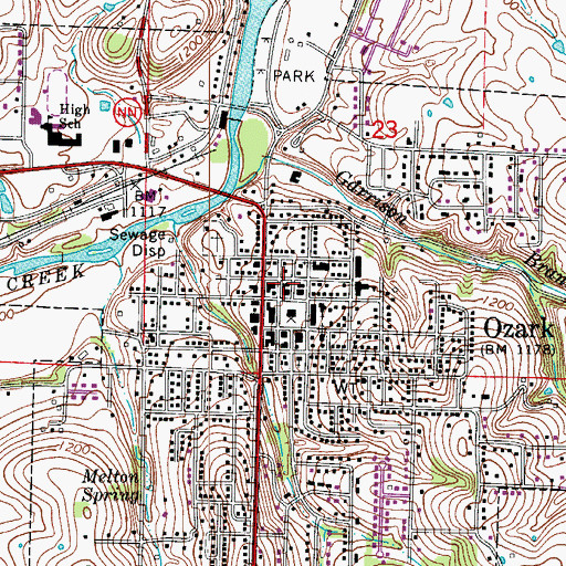 Topographic Map of Ozark Police Department, MO