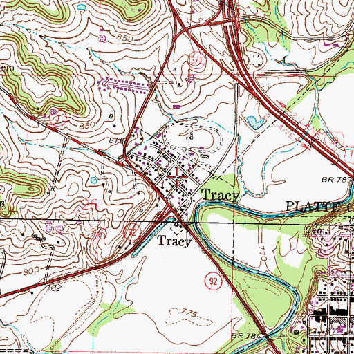 Topographic Map of Tracy Police Department, MO