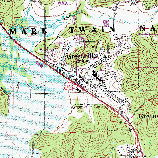 Topographic Map of Greenville Police Department, MO