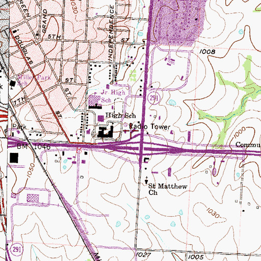 Topographic Map of Missouri State Highway Patrol Troop A, MO