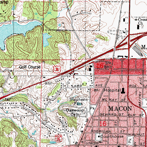 Topographic Map of Missouri State Highway Patrol Troop B, MO