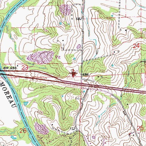 Topographic Map of Missouri State Highway Patrol Troop F, MO