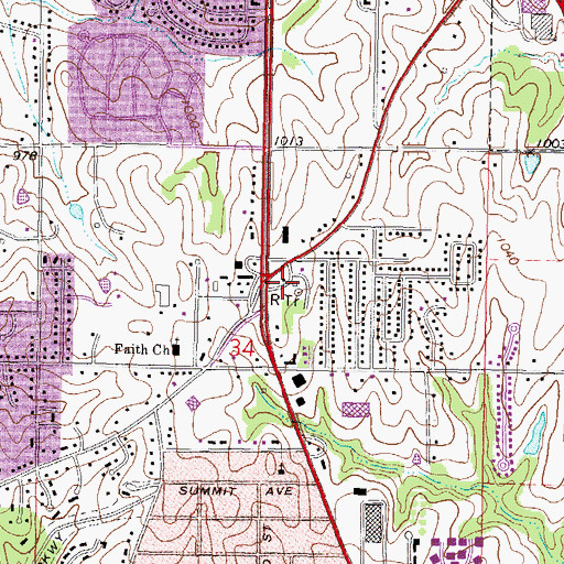 Topographic Map of Missouri State Highway Patrol Troop H, MO