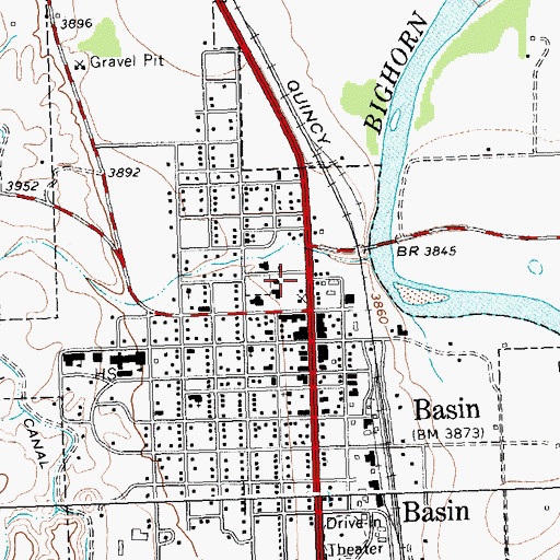 Topographic Map of Big Horn County Sheriff's Office, WY