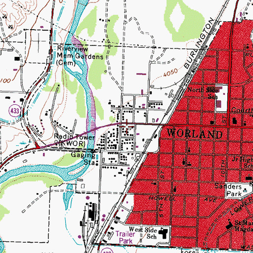 Topographic Map of Wyoming Highway Patrol District 5 Division G, WY